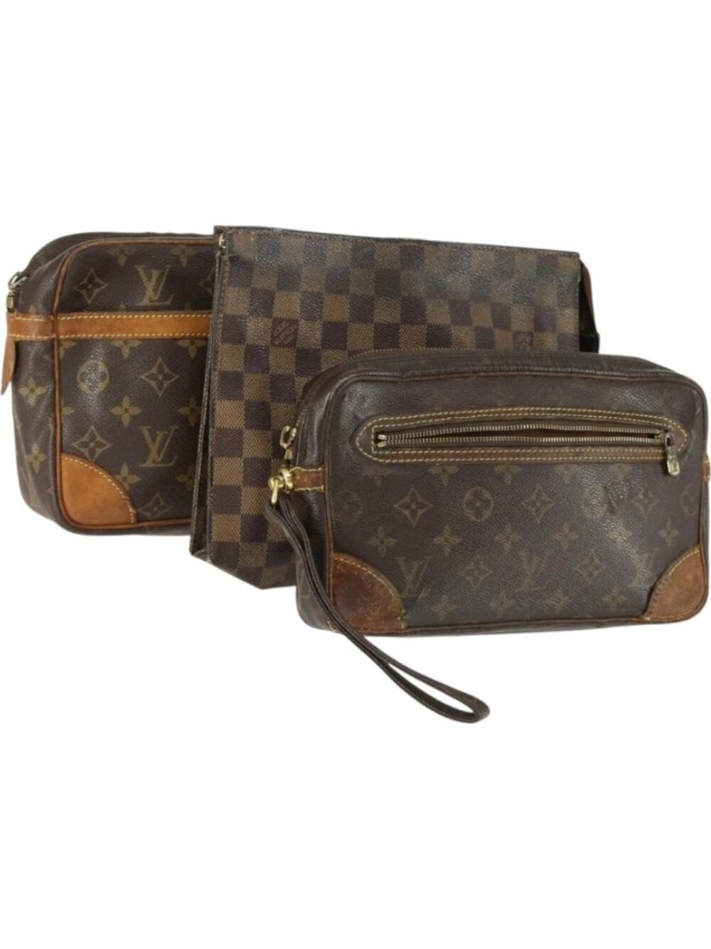 LOUIS VUITTON Monogram Clutch Bag 3 Set